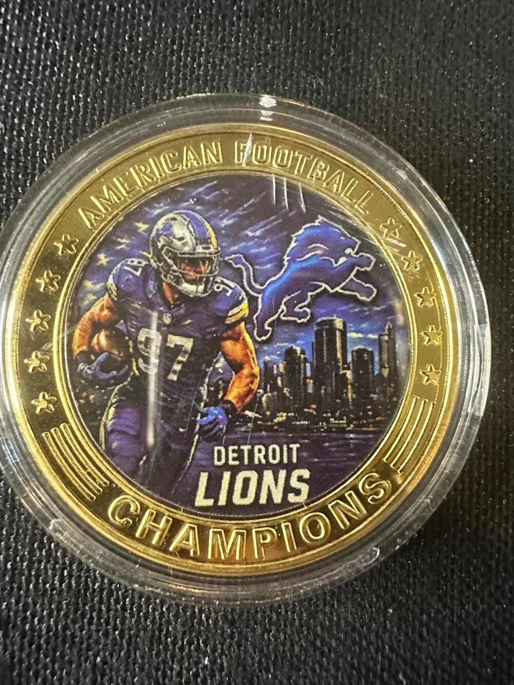 Detroit Lions NFL Collectible Coin Football Helmet Sports Fan Gift